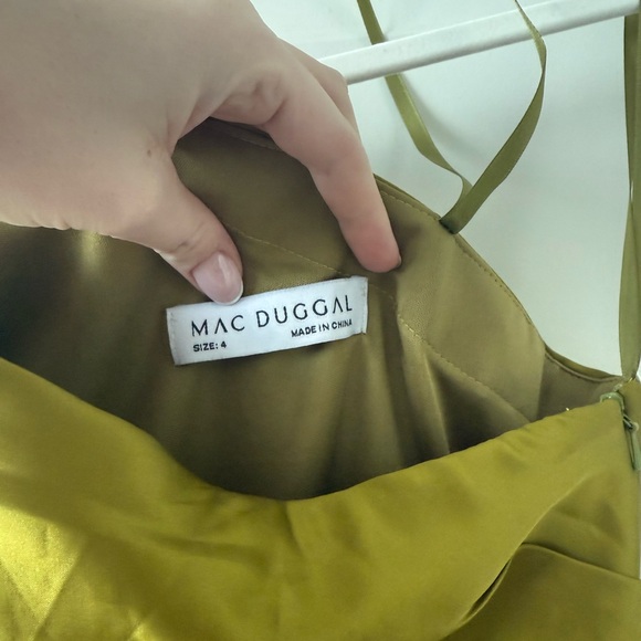 Mac Duggal One-Shoulder High-Low Dress in Chartreuse - Picture 8 of 11